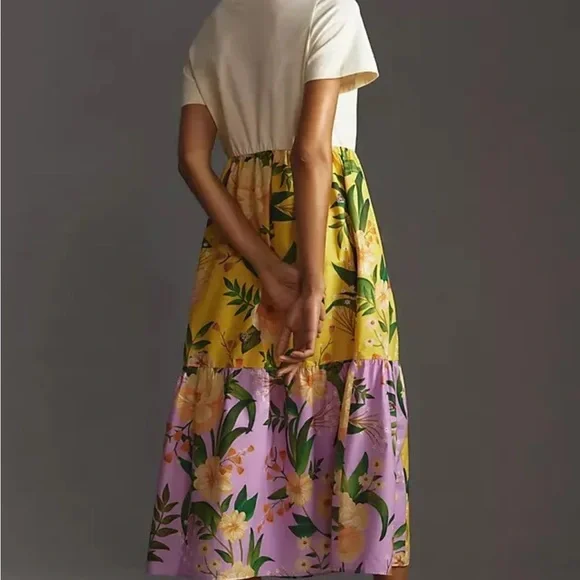 farm rio t shirt tiered dress anthropology poplin sz S NWT - Picture 3 of 5